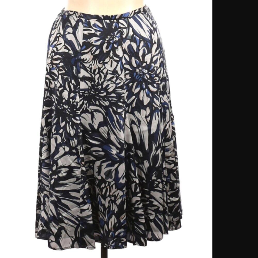 Chico's blue black gray Silk Skirt Size LARGE (2)